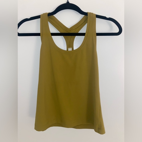 Lululemon run tight fit cool racer back shirt tank gold yellow top - Picture 2 of 5